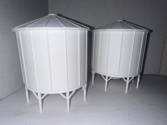 HO Scale Grain Bin Dryer / Farm Storage 2-Pack Detailed Model 1:87 Train Scenery / Industrial Buildings