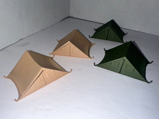 HO Scale Camping Tents 4-Pack Army / Military Colors 1:87 Camp Scenery Diorama
