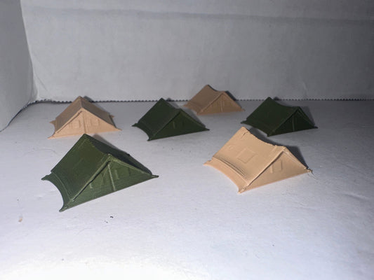 N - Scale Camping Tents 6-Pack Army / Military Colors 1:160 Camp Scenery Diorama