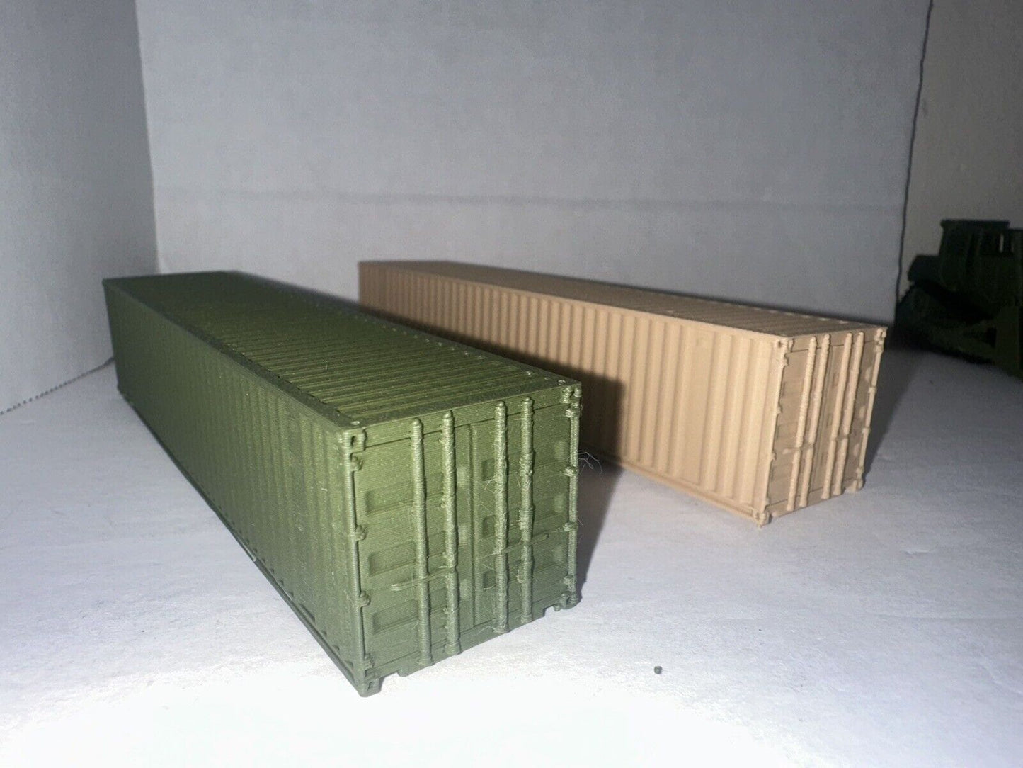 HO Scale Army / Military Shipping Containers 40' High Detail 1:87 (2- pack) Diorama Cargo Crates