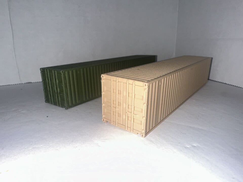 HO Scale Army / Military Shipping Containers 40' High Detail 1:87 (2- pack) Diorama Cargo Crates