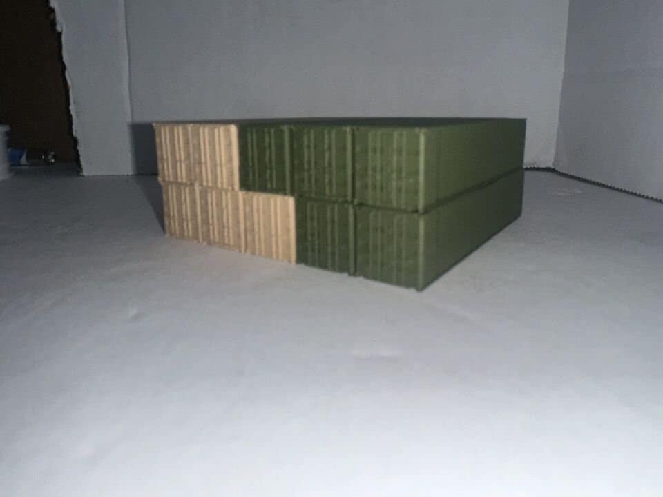 N - Scale Army US Military Shipping Containers High Detail 1:160 40' (10 - pack) Cargo Crates