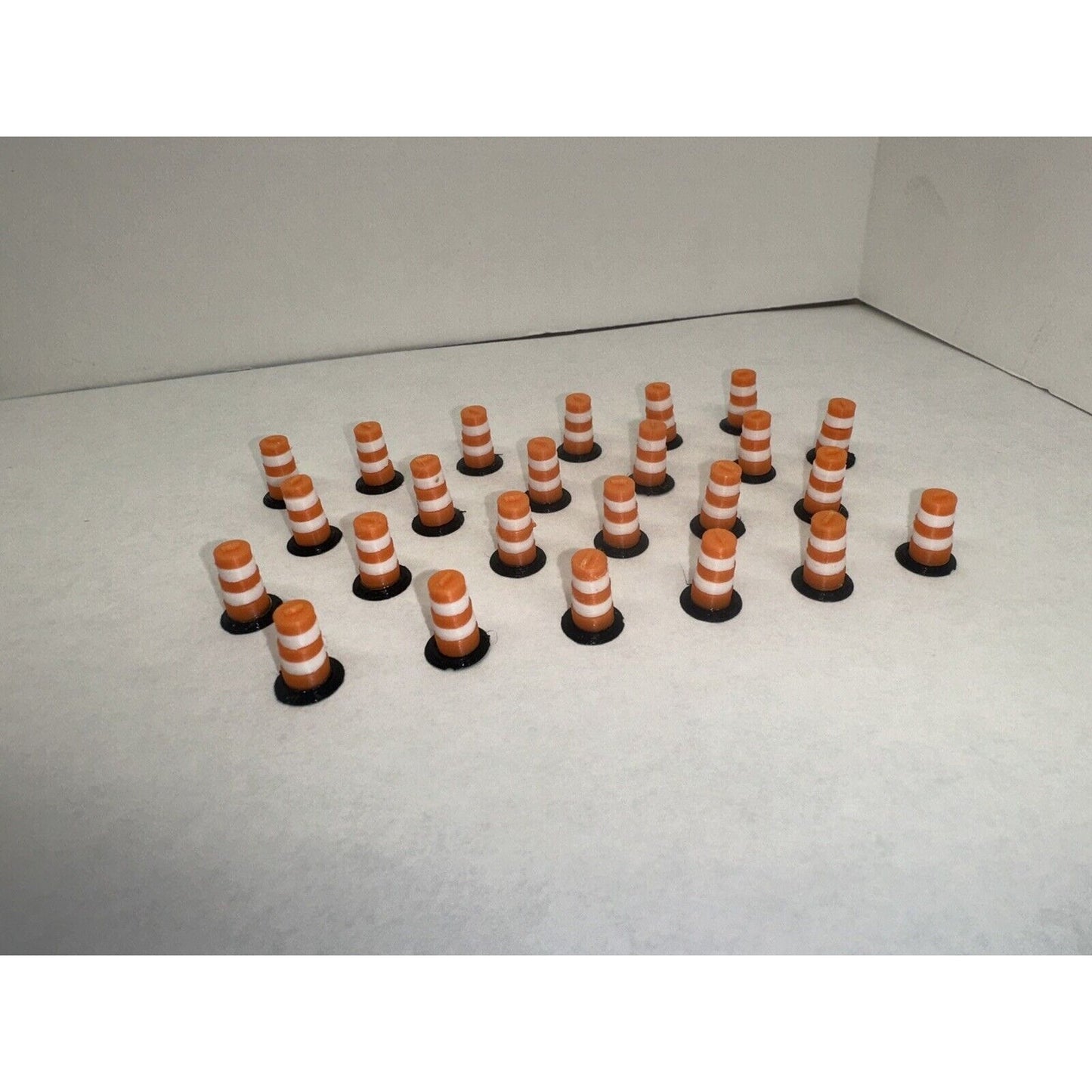 HO Scale Road Construction Barrels (24-Pack) 1:87 Detailed Highway Traffic Cones