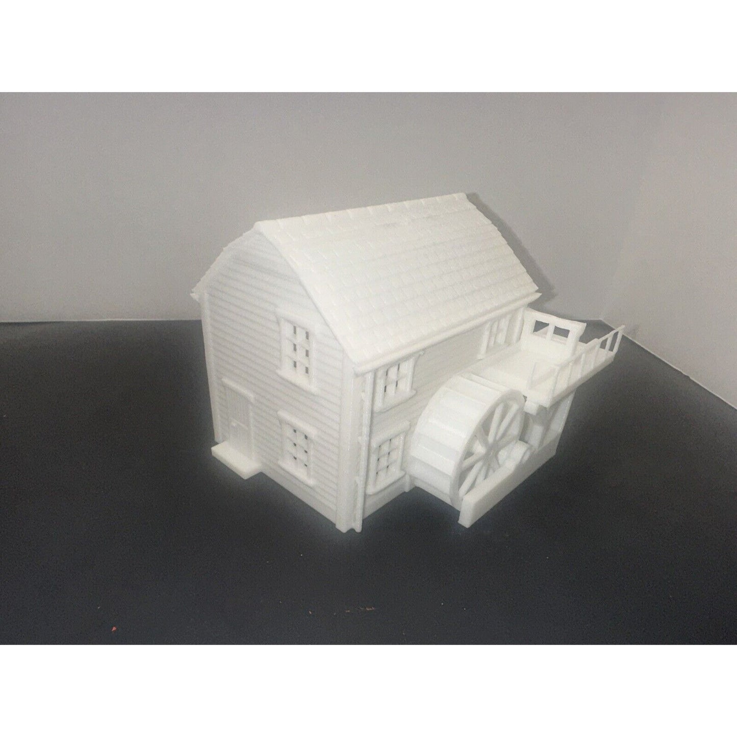 HO - Scale Water Mill River House 1:87 Water Wheel High Detail White Unpainted