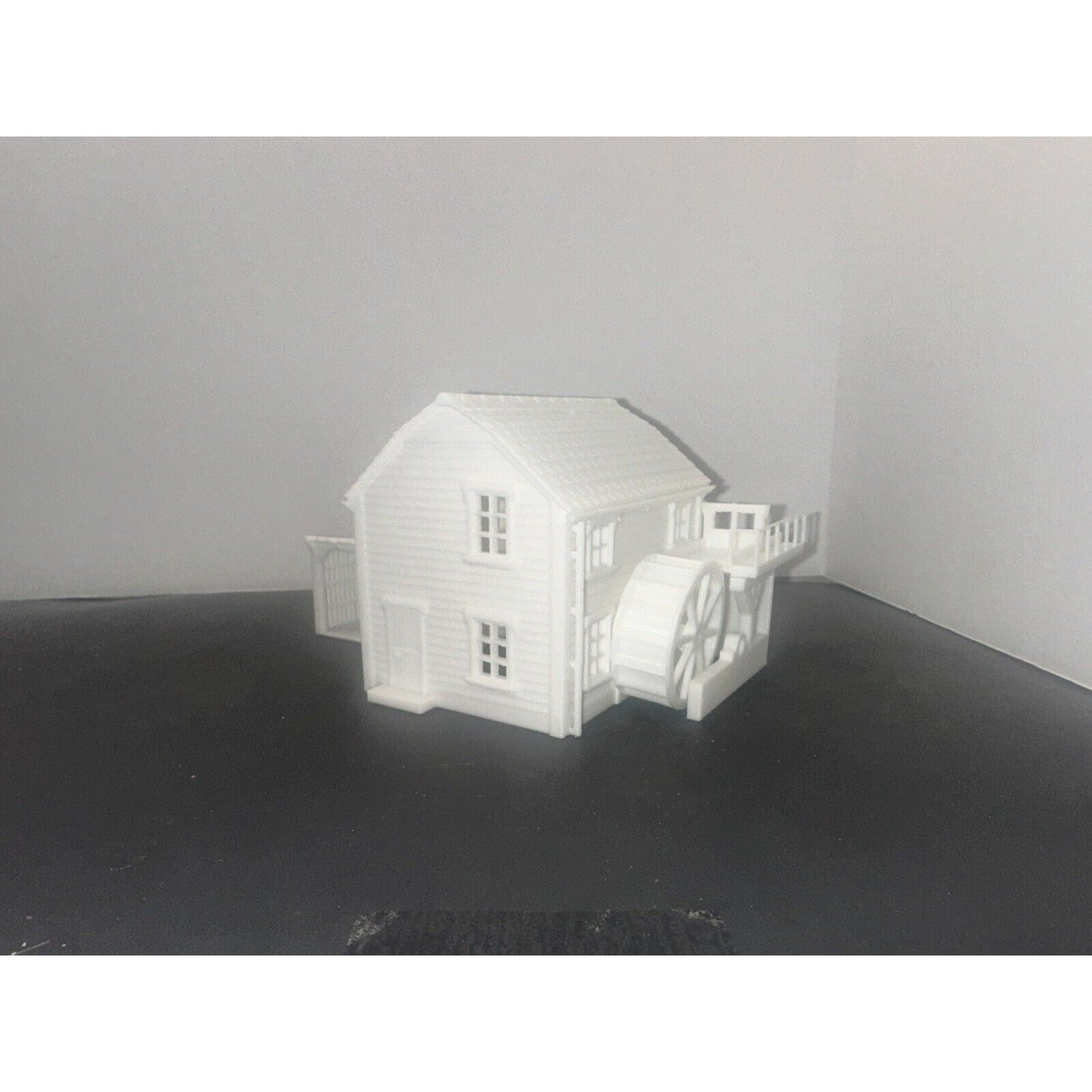 HO - Scale Water Mill River House 1:87 Water Wheel High Detail White Unpainted