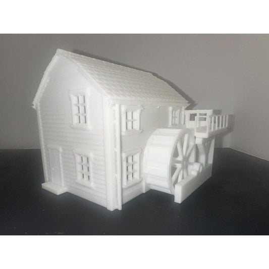 HO - Scale Water Mill River House 1:87 Water Wheel High Detail White Unpainted