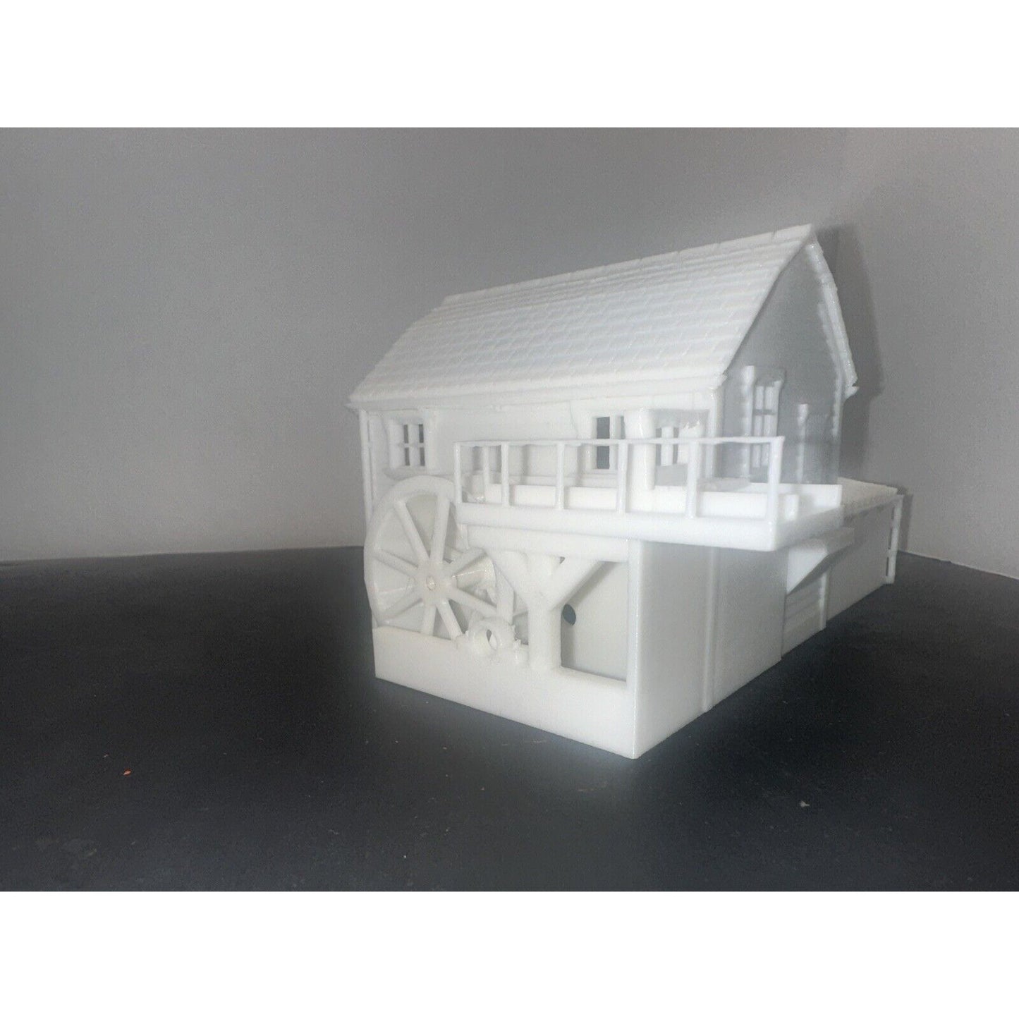 HO - Scale Water Mill River House 1:87 Water Wheel High Detail White Unpainted