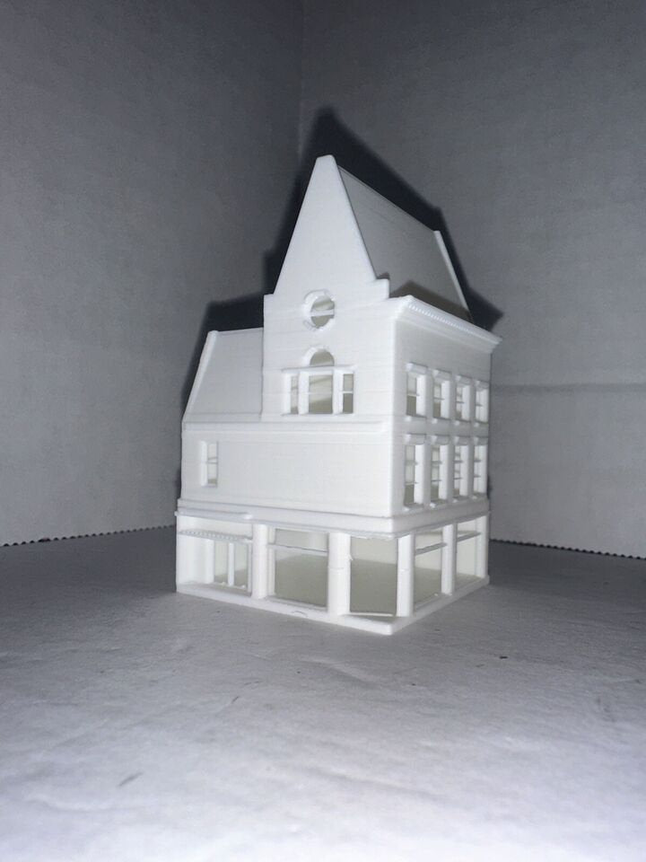 Z - Scale Dutch Corner Store High Detail Model White Unpainted Main Street Classic Style Building White 1:220