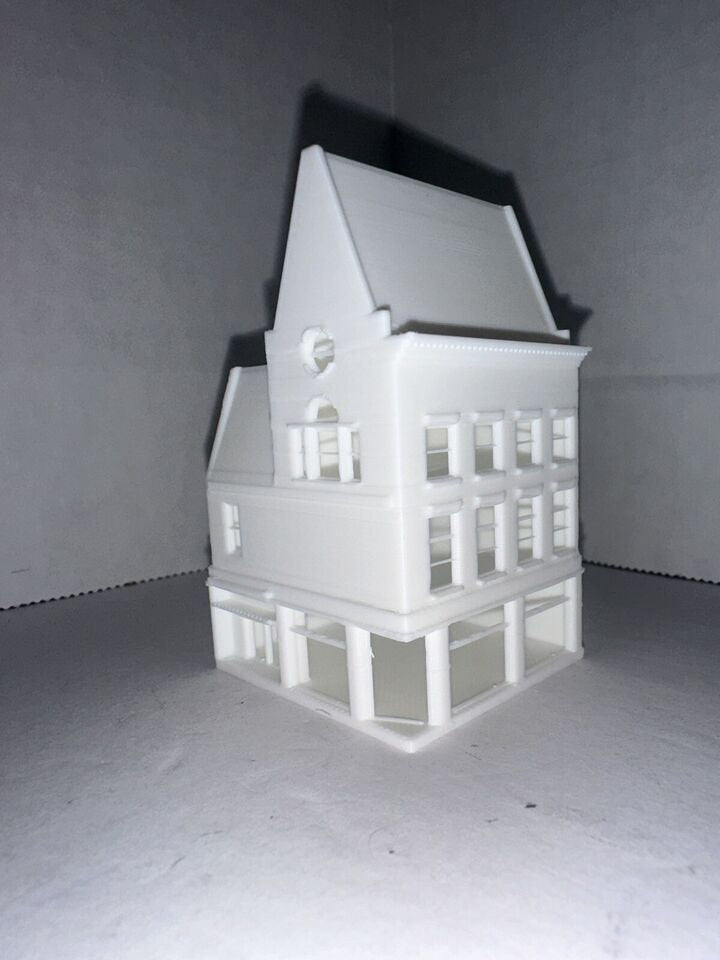 Z - Scale Dutch Corner Store High Detail Model White Unpainted Main Street Classic Style Building White 1:220