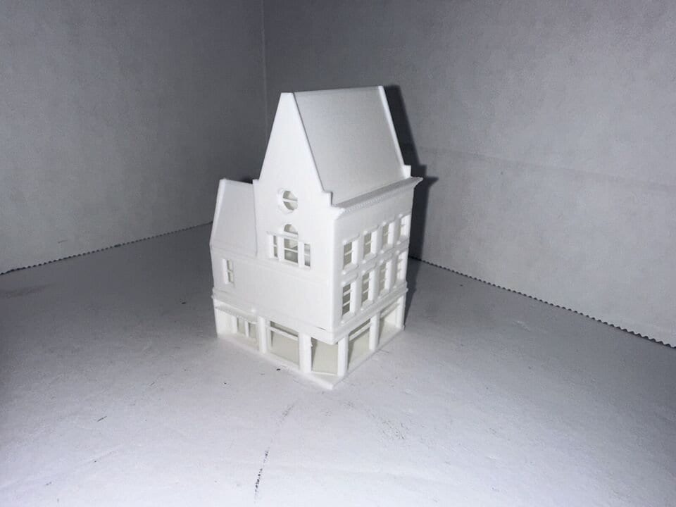 Z - Scale Dutch Corner Store High Detail Model White Unpainted Main Street Classic Style Building White 1:220