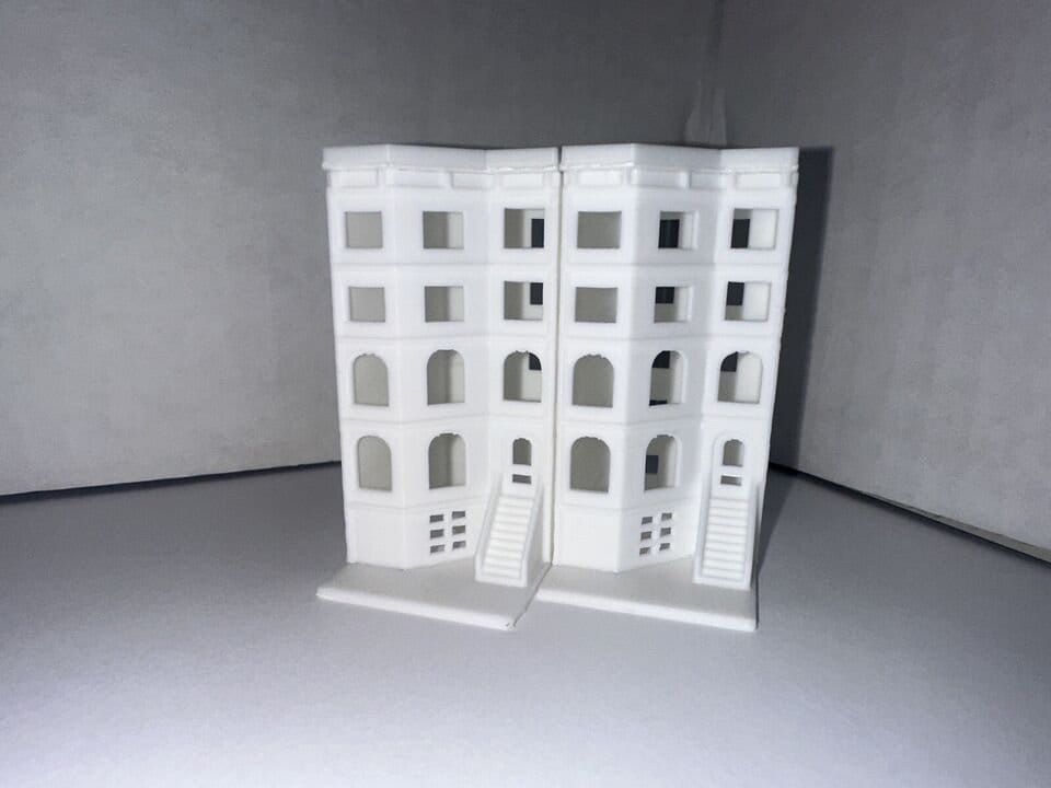 Z - Scale Townhouse (2 Pack) City Buildings 1:220 White Unpainted Urban Scenery