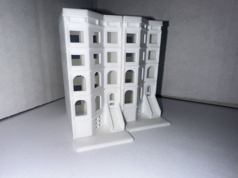 Z - Scale Townhouse (2 Pack) City Buildings 1:220 White Unpainted Urban Scenery