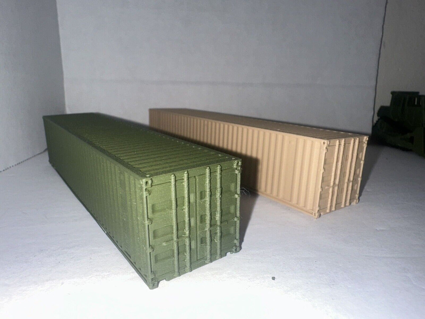 HO Scale Army / Military Shipping Containers 40' High Detail 1:87 (2- pack) Diorama Cargo Crates