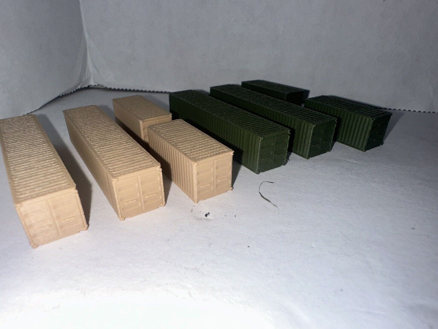 Z - Scale Army / Military Shipping Containers 40' Detailed Model 1:220 (8 - Pack) Diorama Cargo Crates