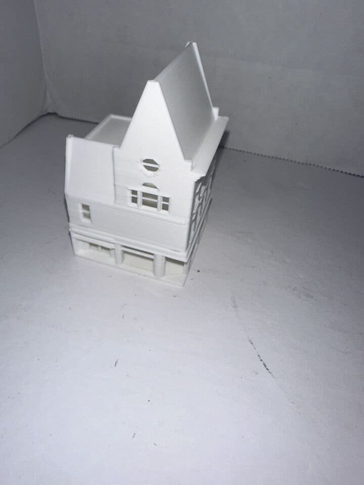 Z - Scale Dutch Corner Store High Detail Model White Unpainted Main Street Classic Style Building White 1:220