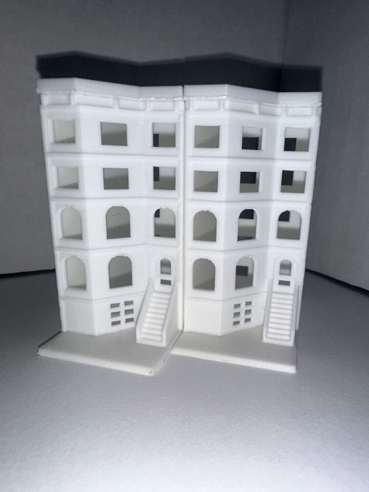 Z - Scale Townhouse (2 Pack) City Buildings 1:220 White Unpainted Urban Scenery