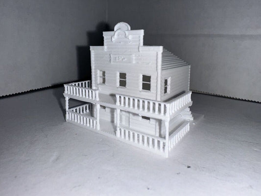 Z Scale Bank / Saloon / General Store - 1:220 Scale Building Train Scenery White Unpainted Main Street