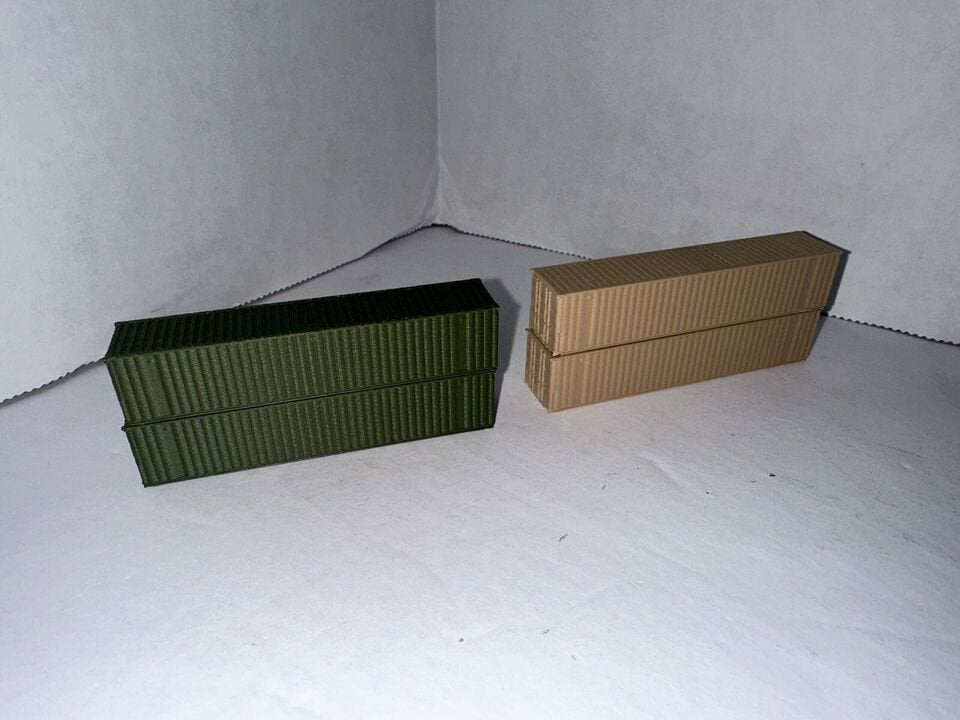 N - Scale Army US Military Shipping Containers High Detail 1:160 40' (4 - pack) Cargo Storage Crates