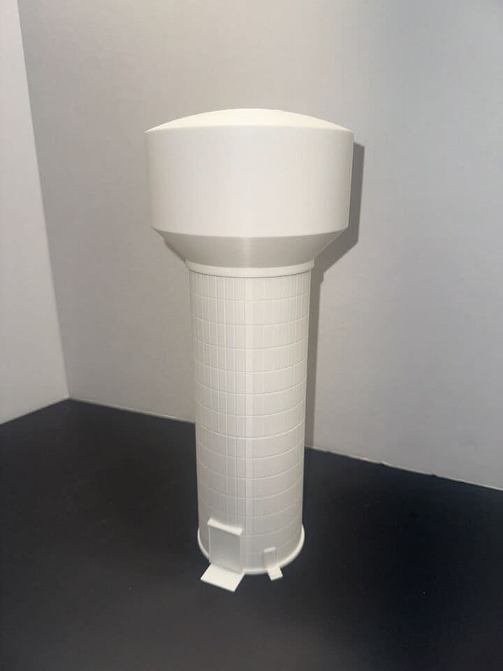 N - Scale Water Tower White Unpainted High Detail 1:160 Tall Utility Building Composite Classic Style Industrial Scenery