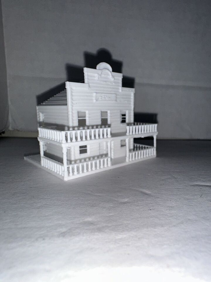 Z Scale Bank / Saloon / General Store - 1:220 Scale Building Train Scenery White Unpainted Main Street