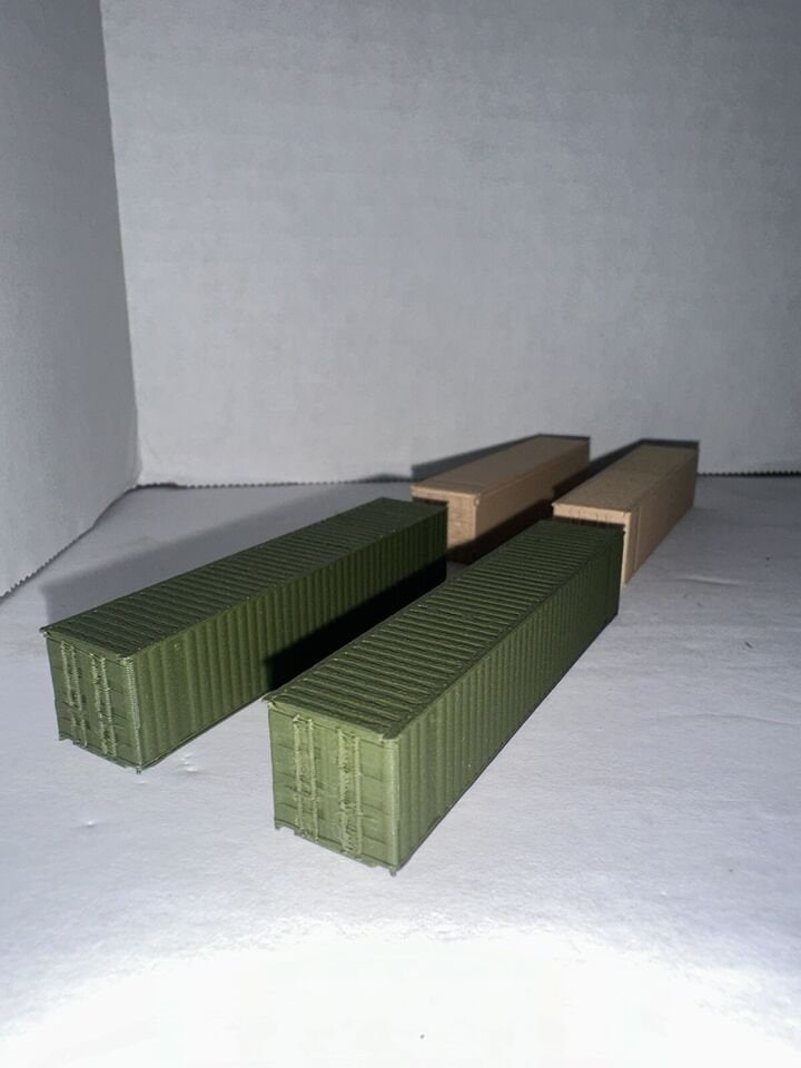 N - Scale Army US Military Shipping Containers High Detail 1:160 40' (4 - pack) Cargo Storage Crates