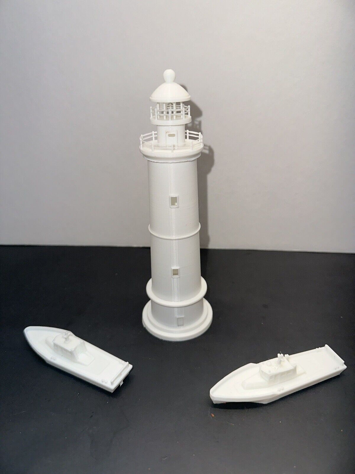 N - Scale Lighthouse Set Island Scenery 1:160 Scale Nautical Building with Boats for Model Railroad Layout