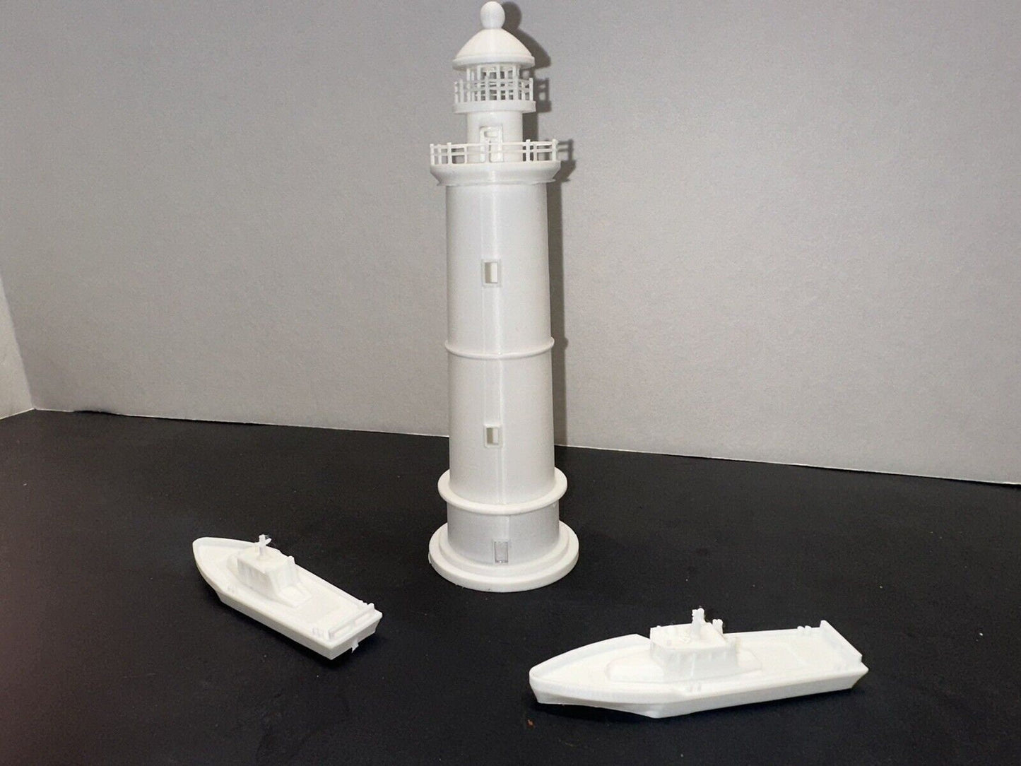 N - Scale Lighthouse Set Island Scenery 1:160 Scale Nautical Building with Boats for Model Railroad Layout